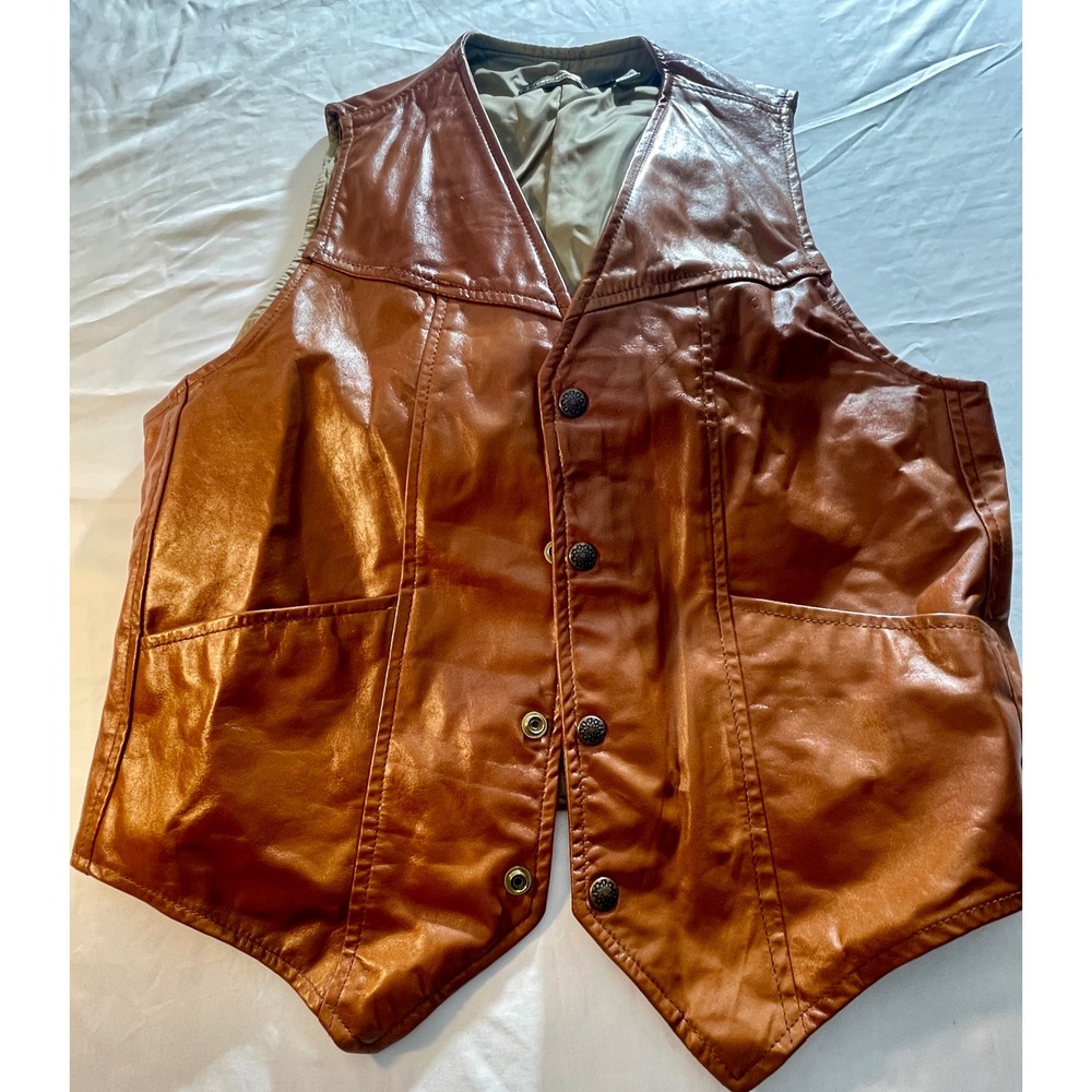 Vintage Golden Thread Outerwear Leather Vest Brill Bros Milwaukee Size M